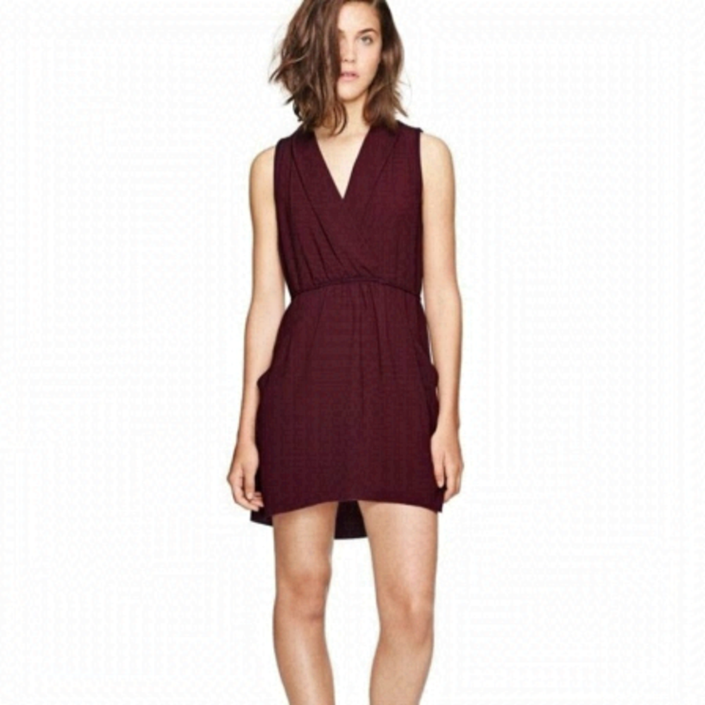 Aritzia WILFRED Burgundy Red Draped Neckline Sabine Mini Dress Size XXS